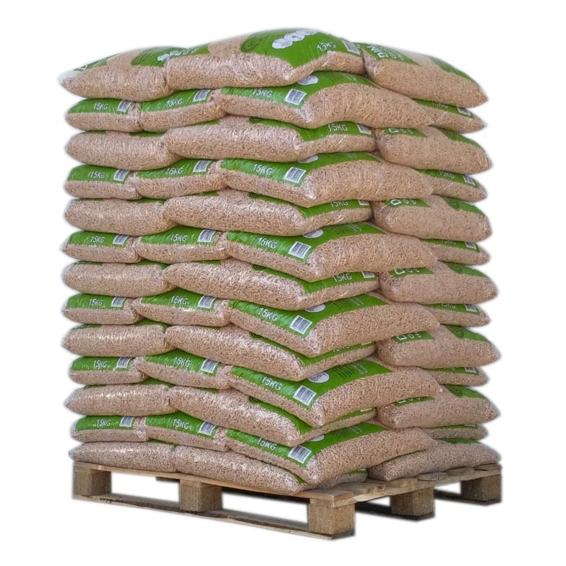 Pellets de Bois DIN Pellets Premium DIN Plus 6 mm – Palette de 65 Sacs de 15 kg